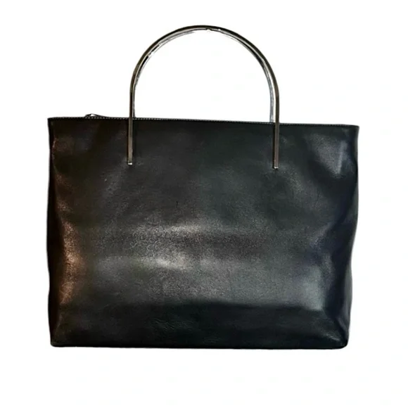 Nebuloni by Flavio Zanasca Made in Italy Genuine Leather Black Tote Bag - Picture 2 of 13